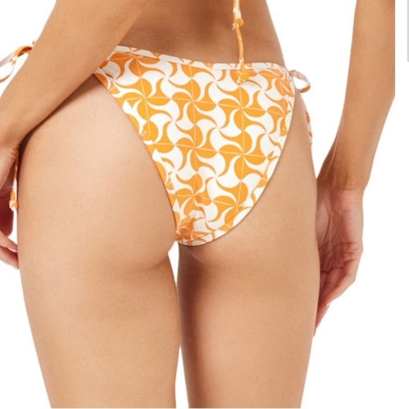 NWT L*Space Levy Classic Bikini Bottom Orange and White Patterned Womens Size L - Picture 8 of 11